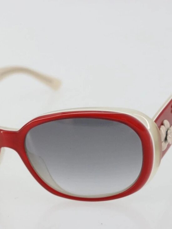 CHANEL Camelia Sunglasses plastic Red 5113 CC Auth YKZ1411A